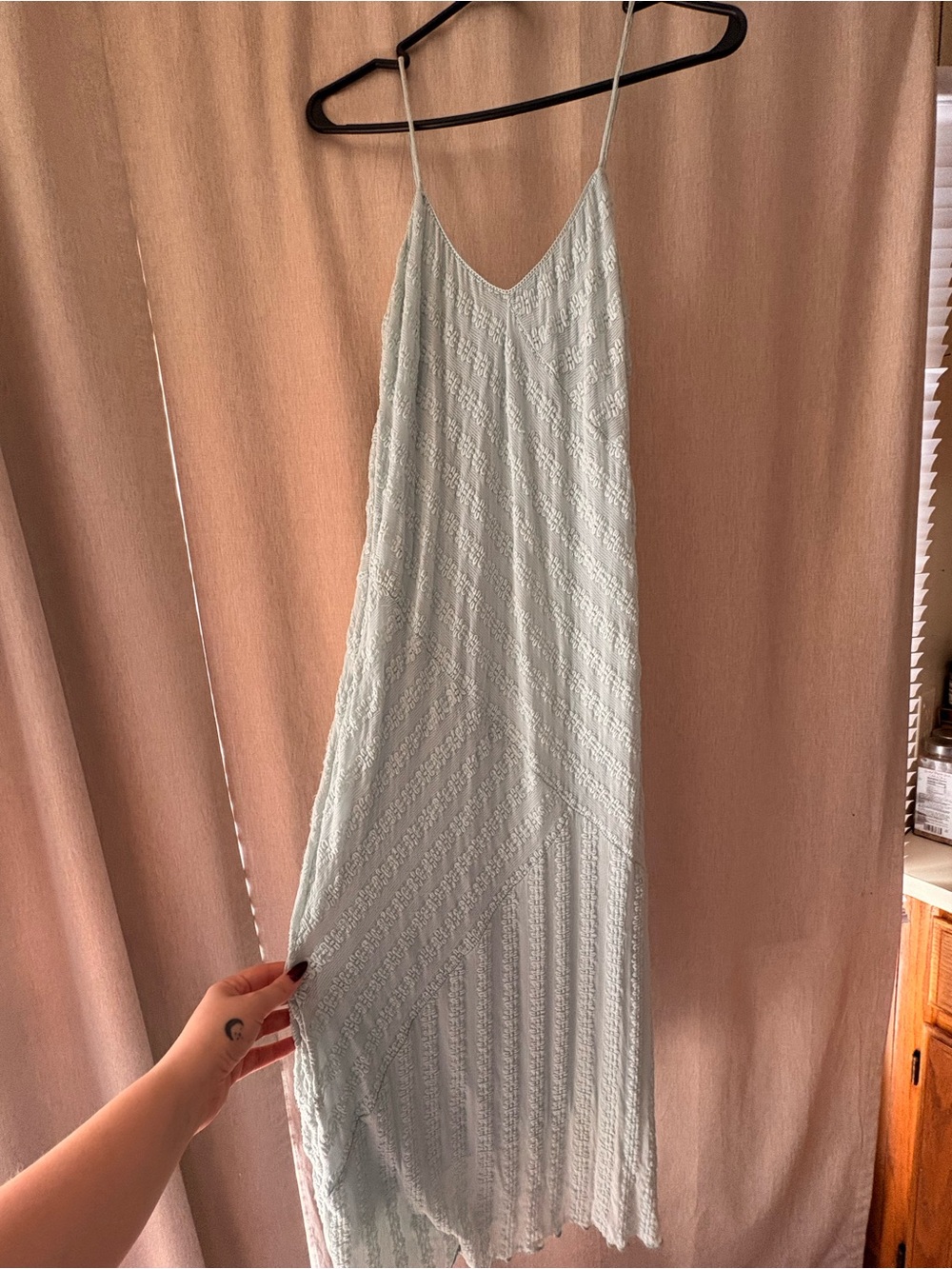 Light Blue Lace Slip Dress with Spaghetti Straps